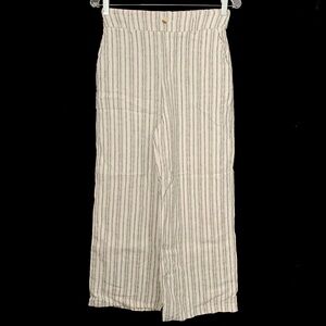 Sincerely Jules Striped Linen Blend High Waisted Cropped Pants